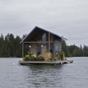 Floating cabin in Perry Creek, on the island of Vinalhaven, Maine, USA