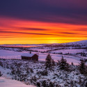 Lovely Sunset with Snowy Day in Norway