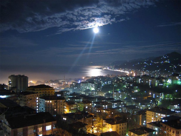 A night scene from the Black Sea Region in Rize, Turkey