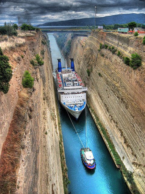 Cruise Ship through Panama Canal, Greece