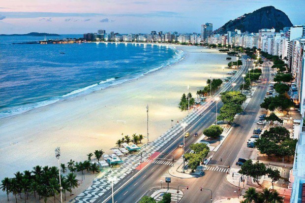 Copacabana - famous 4 km beach in Rio de Janeiro, Brazil
