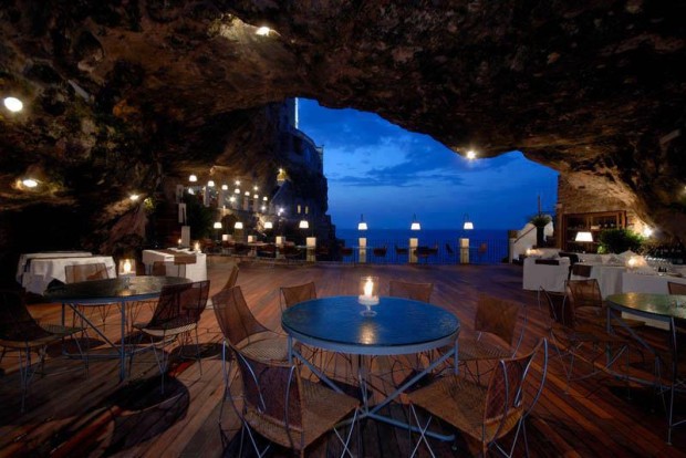 The Seaside Restaurant Set Inside a Cave , Southern Italy