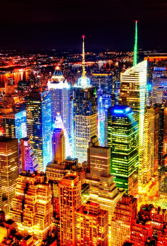 New York City at night , USA