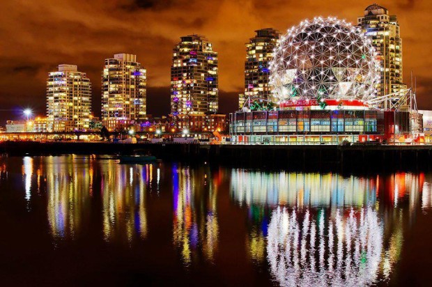 Vancouver Science World Night View, BC, Canada