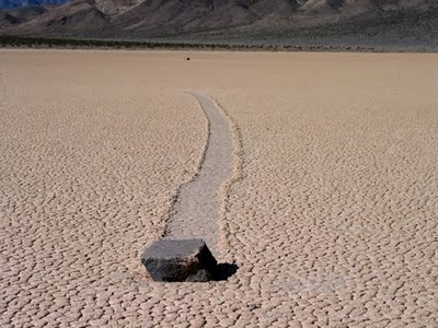Sailing stone, Death Valley National Park, California, USA