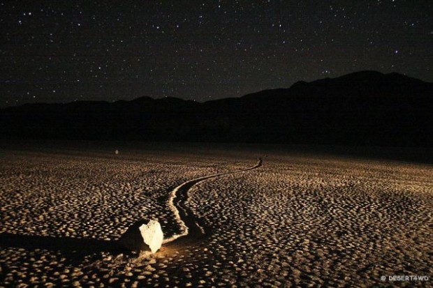 Sailing stone, Death Valley National Park, California, USA