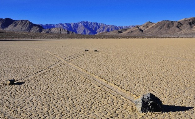 Sailing stone, Death Valley National Park, California, USA