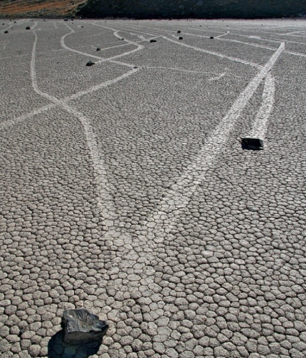 Sailing stone, Death Valley National Park, California, USA