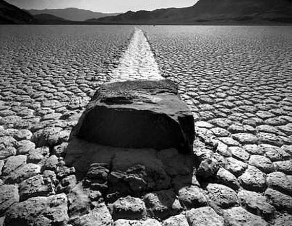 Sailing stone, Death Valley National Park, California, USA