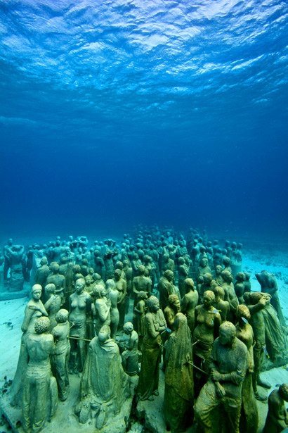 Underwater sculpture museum off the coast of Isla de Mujeres and Cancun, Mexico