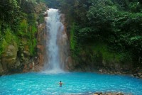 Waterfalls and Light Blue River in Costa Rica