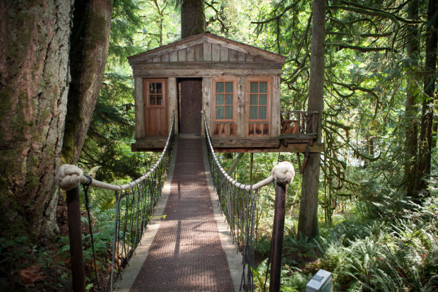 Treehouse Point, a treehouse bed and breakfast owned by Pete and Judy Nelson in Issaquah, WA