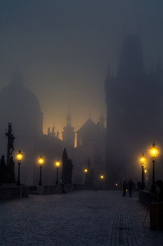 Foggy, Charles Bridge, Prague, Czech Republic