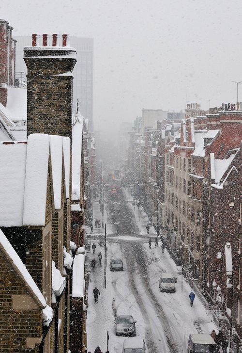 Snowy Day, London, England