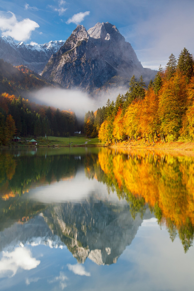 Autumn Colors at Lake Riessersee in Garmisch-Partenkirchen, Bavaria, Germany
