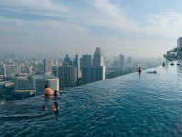 Pool on the 57th floor of Marina Bay Sands Casino In Singapore