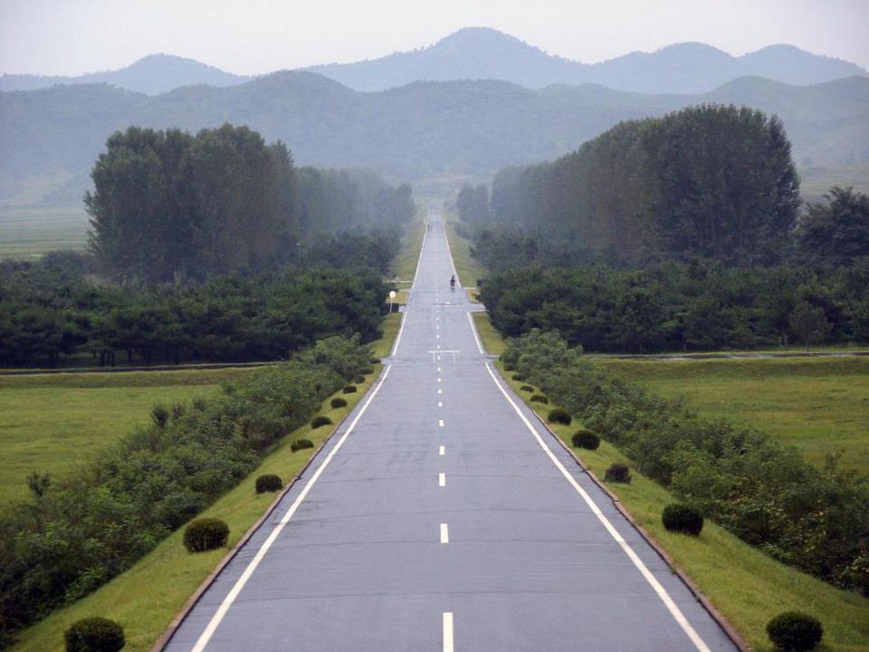 Empty road from Tomb of Tongmyong , North Korea