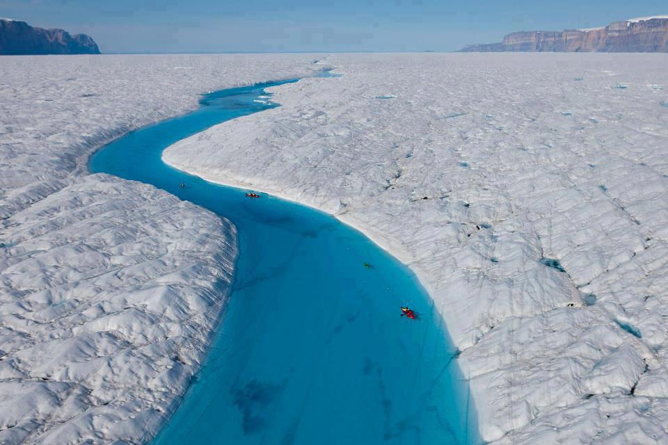Amazing Blue Melt River, Petermann Glacier, Greenland
