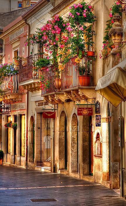 Beautiful streets, Taormina, Sicily, Italy