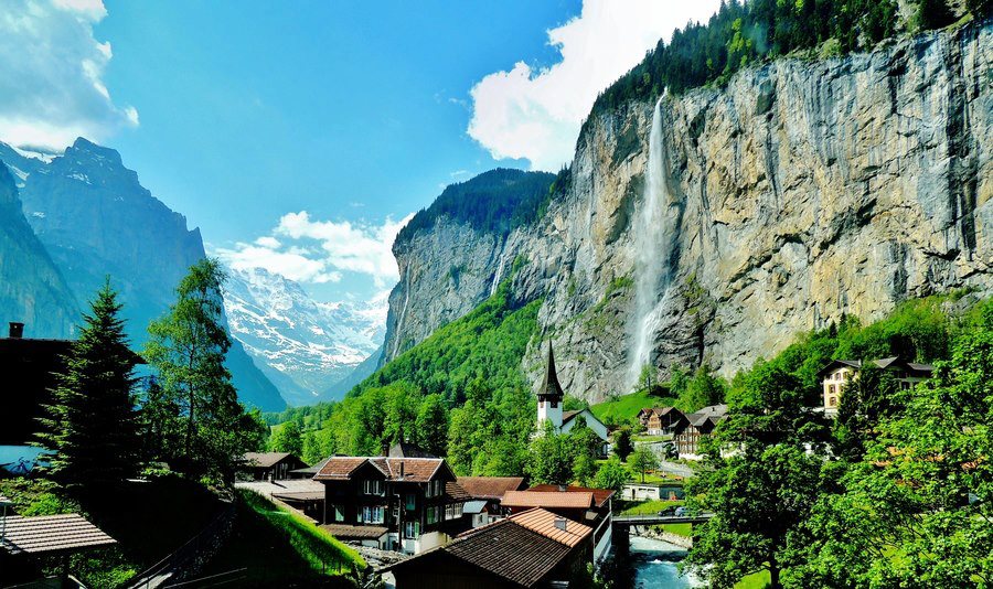 Valley of 72 Waterfalls , Lauterbrunnen , Bern , Switzerland
