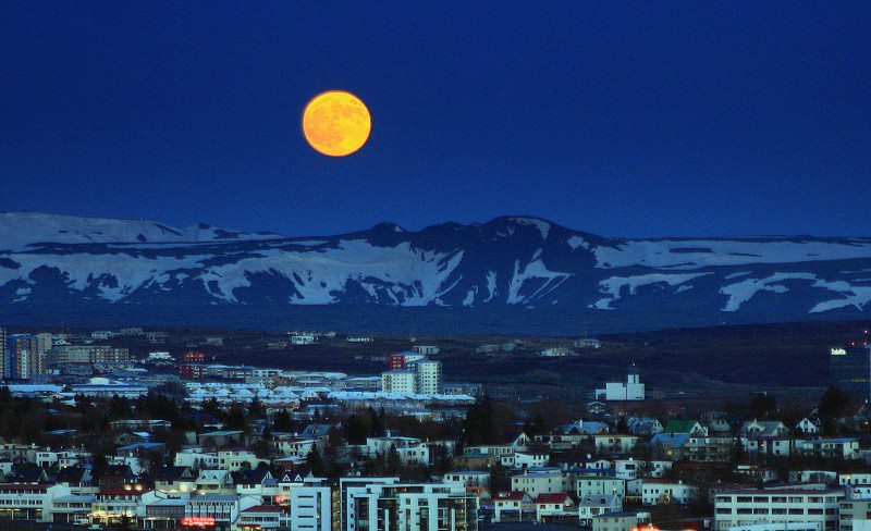 Moon over Iceland