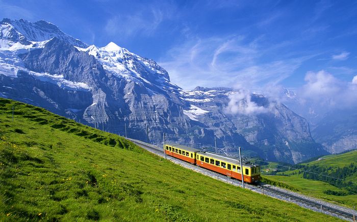 Train in Jungfrau, Bernese Alps, Switzerland