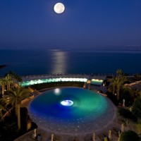 Dead Sea on a full moon night, Jordan