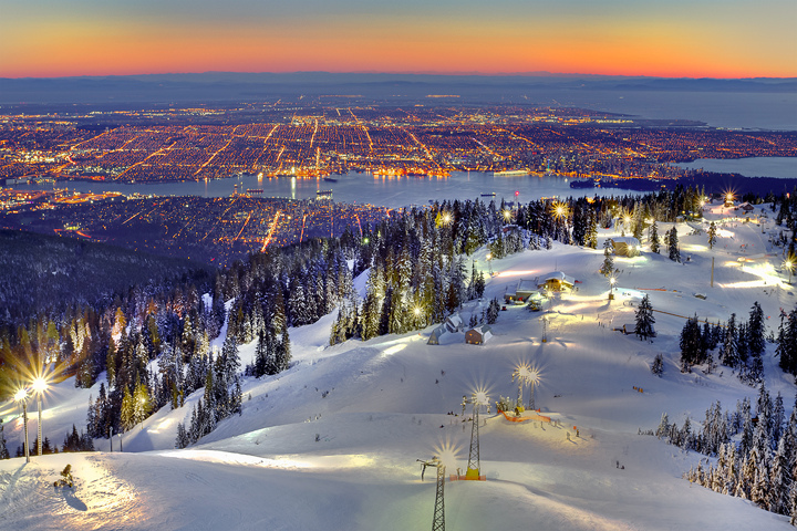 Grouse Mountain ski area. Vancouver, BC, Canada