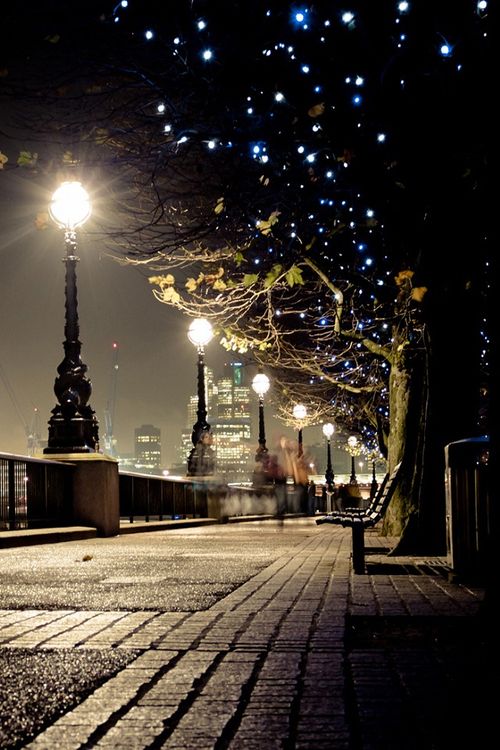 Night Lights, Queens Walk, London, England