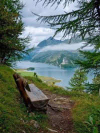 Resting Stop on The Sshores of Lake Sils, Switzerland